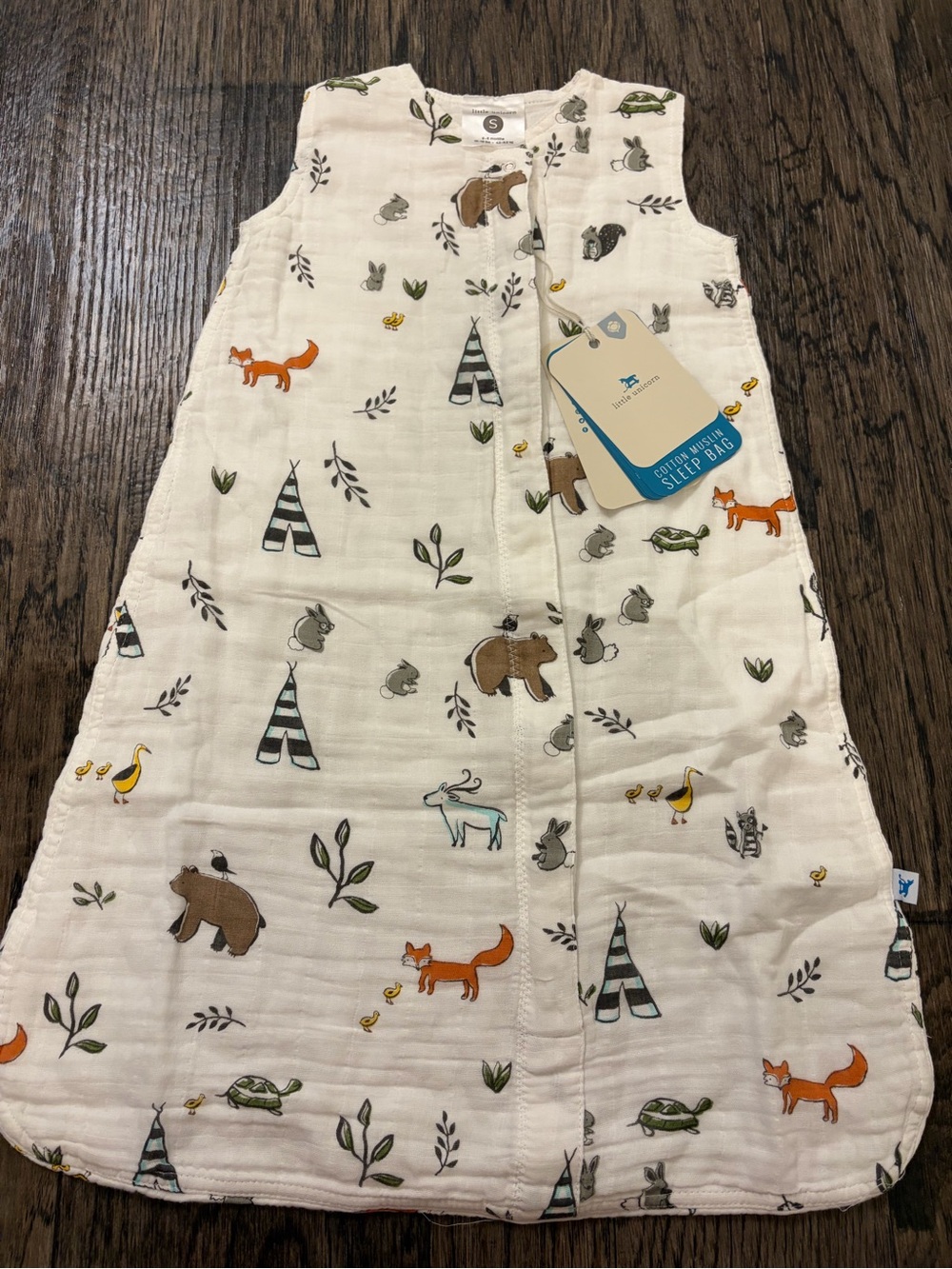New Cream Woodland Animals Sleep Sack - Kids Muslin Sleep Bag